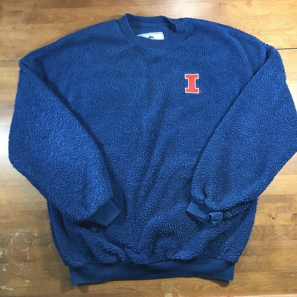 VTG NCAA Illinois Summit Sportswear Kickoff Collection Sherpa Sweater Men sz S